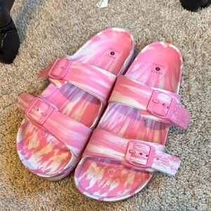 Shade & Shore Women’s Slides Pink White Marble Target Sandals